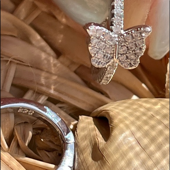 🔥PRICE DROP🔥925 Sterling Silver Butterfly CZs in Pave Setting Huggie Earrings - Picture 6 of 6